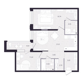 Квартира 73,2 м², 2-комнатная - изображение 1