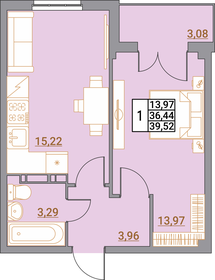 Квартира 39,5 м², 1-комнатная - изображение 1