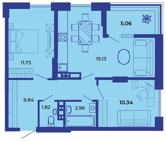 Квартира 60,8 м², 2-комнатная - изображение 1