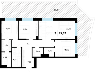 Квартира 95,1 м², 3-комнатная - изображение 1
