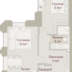 Квартира 46,3 м², 1-комнатная - изображение 2