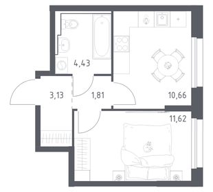 Квартира 31,7 м², 1-комнатная - изображение 1
