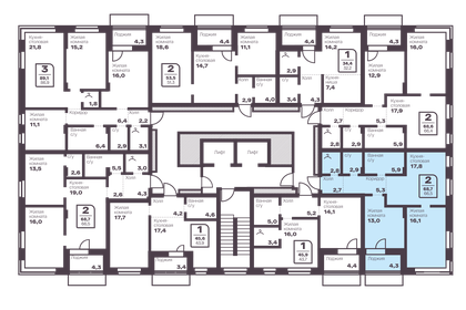 Квартира 66,5 м², 2-комнатная - изображение 2
