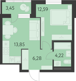 Квартира 38,2 м², 1-комнатная - изображение 1