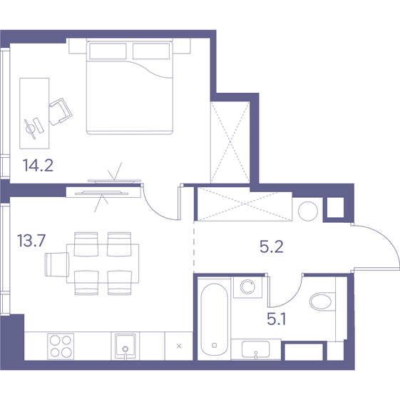 45,8 м², 1-комнатная квартира 30 240 334 ₽ - изображение 54