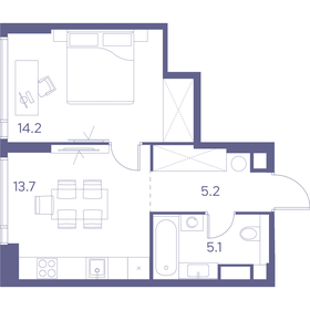 Квартира 38,2 м², 1-комнатная - изображение 1