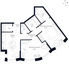 Квартира 61 м², 2-комнатная - изображение 1