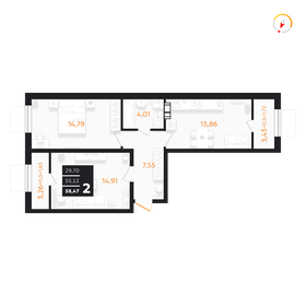 Квартира 58,5 м², 2-комнатная - изображение 1
