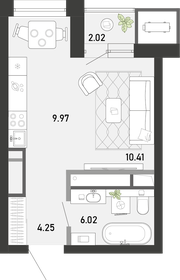 Квартира 32,7 м², студия - изображение 1