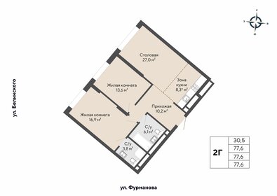 Квартира 77,6 м², 2-комнатная - изображение 1