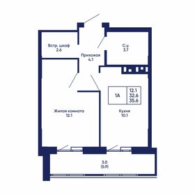 Квартира 35,6 м², 1-комнатная - изображение 1