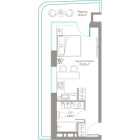 Квартира 41,8 м², студия - изображение 1