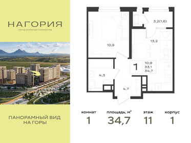 Квартира 34,7 м², 1-комнатная - изображение 1