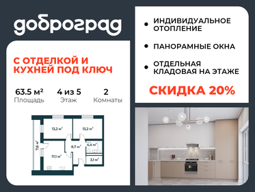 Квартира 63,5 м², 2-комнатная - изображение 1