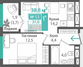 Квартира 37 м², 1-комнатная - изображение 1