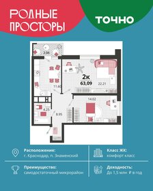 Квартира 62,5 м², 2-комнатная - изображение 1