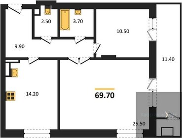 Квартира 69,7 м², 2-комнатная - изображение 1
