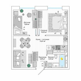 Квартира 42,2 м², 2-комнатная - изображение 1