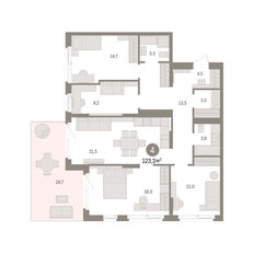 Квартира 123,3 м², 4-комнатная - изображение 3