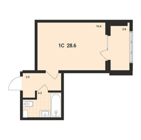 Квартира 28,6 м², 1-комнатная - изображение 1