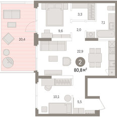 Квартира 80,8 м², 2-комнатная - изображение 2