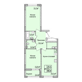 Квартира 65,4 м², 2-комнатная - изображение 1