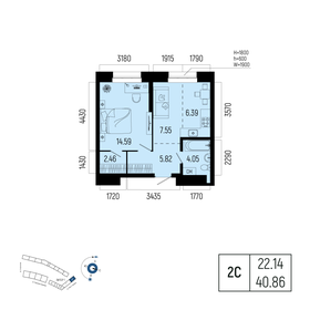 Квартира 40,9 м², 2-комнатная - изображение 1