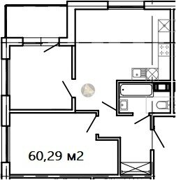 Квартира 60,3 м², 2-комнатные - изображение 1