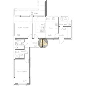 Квартира 90,1 м², 2-комнатная - изображение 1