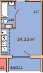 Квартира 28 м², студия - изображение 1