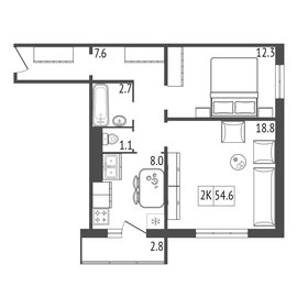 Квартира 54,6 м², 2-комнатная - изображение 1