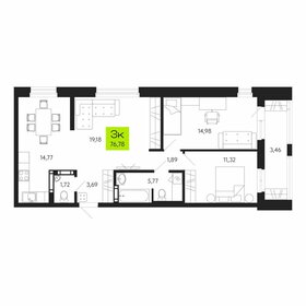 Квартира 76,8 м², 3-комнатная - изображение 1