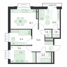 Квартира 66,9 м², 3-комнатная - изображение 1