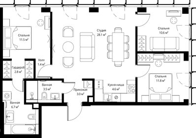 Квартира 84 м², 3-комнатная - изображение 2