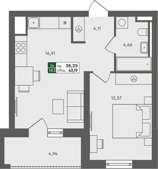 42,6 м², 1-комнатная квартира 6 000 000 ₽ - изображение 46