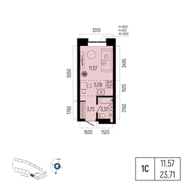 Квартира 23,7 м², 1-комнатная - изображение 1
