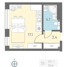 Квартира 24,6 м², студия - изображение 2