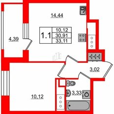 Квартира 33,1 м², 1-комнатная - изображение 2