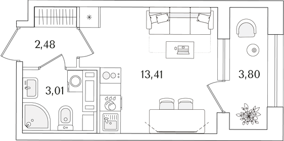 Квартира 20,8 м², студия - изображение 1