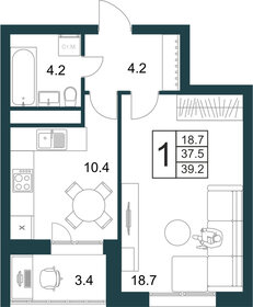 Квартира 39,2 м², 1-комнатная - изображение 1