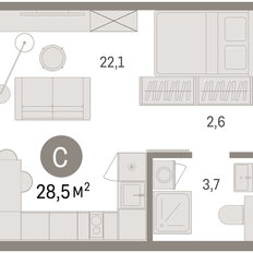 Квартира 28,5 м², студия - изображение 2