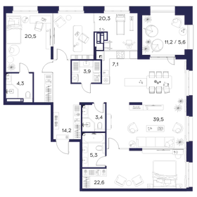 Квартира 146,7 м², 3-комнатная - изображение 1