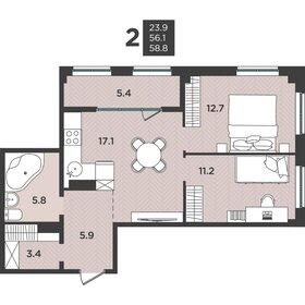 Квартира 58,8 м², 3-комнатная - изображение 1