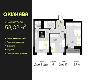 Квартира 58 м², 2-комнатная - изображение 1