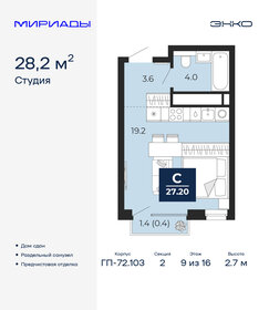 Квартира 28,2 м², студия - изображение 1