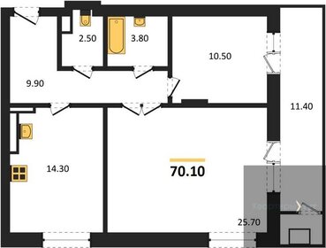 Квартира 70,1 м², 2-комнатная - изображение 1