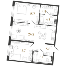 Квартира 74,3 м², 2-комнатная - изображение 2