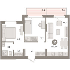 Квартира 60,2 м², 1-комнатная - изображение 3