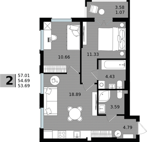 Квартира 54,7 м², 2-комнатная - изображение 1