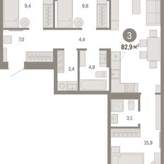 Квартира 82,9 м², 3-комнатная - изображение 3